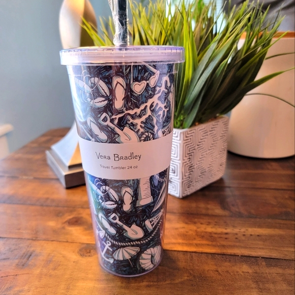 Vera Bradley Other - Vera Bradley‎ Tumbler 24oz Shore Enough Flexible Straw NWT